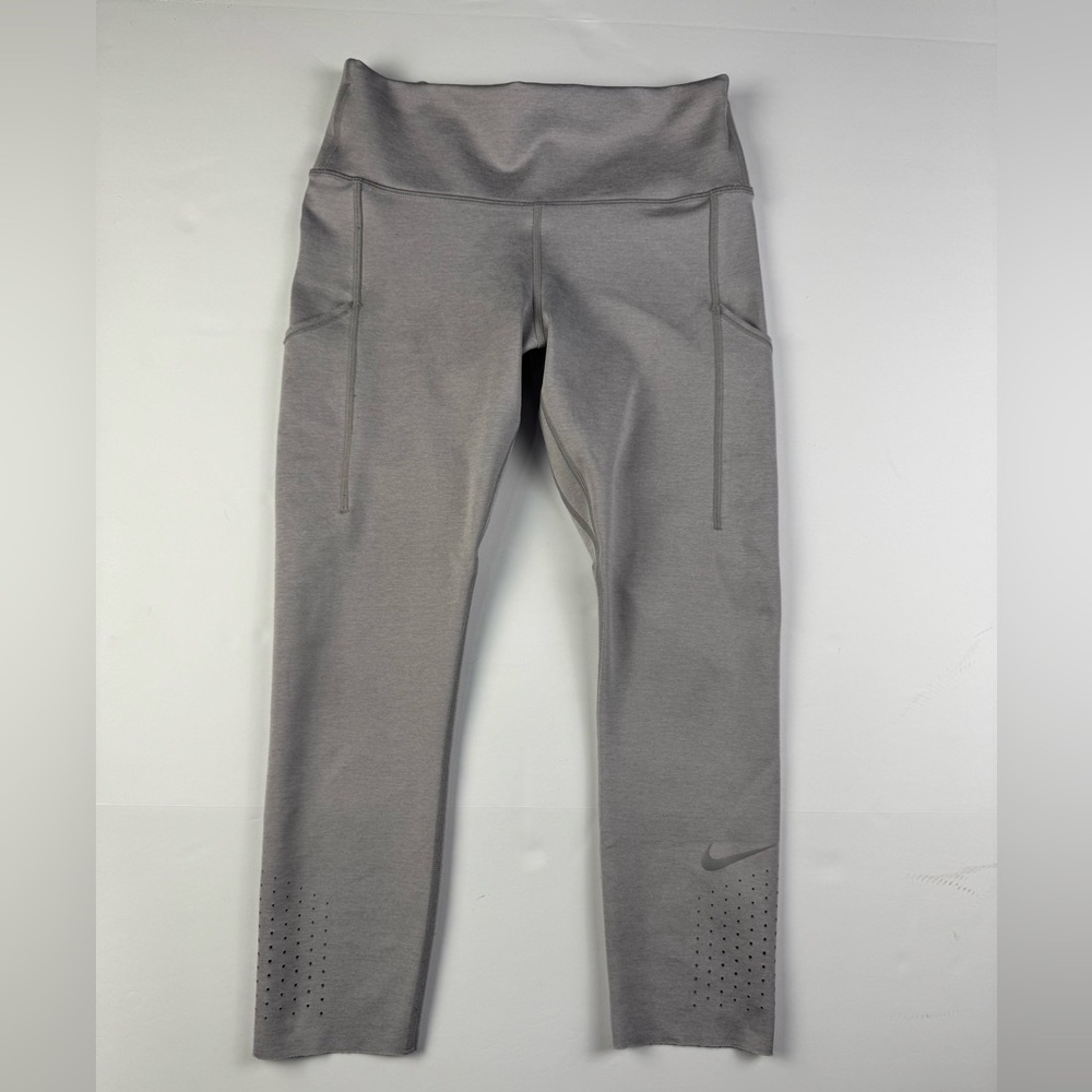 Nike Light Gray Dri-fit cropped running leggings - Picture 2 of 8